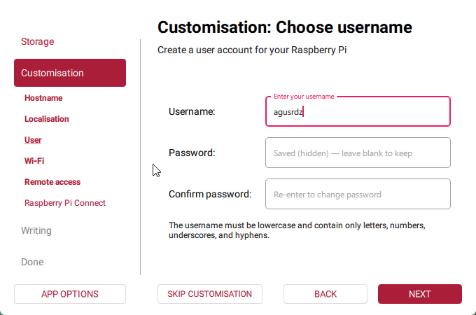 Configure user